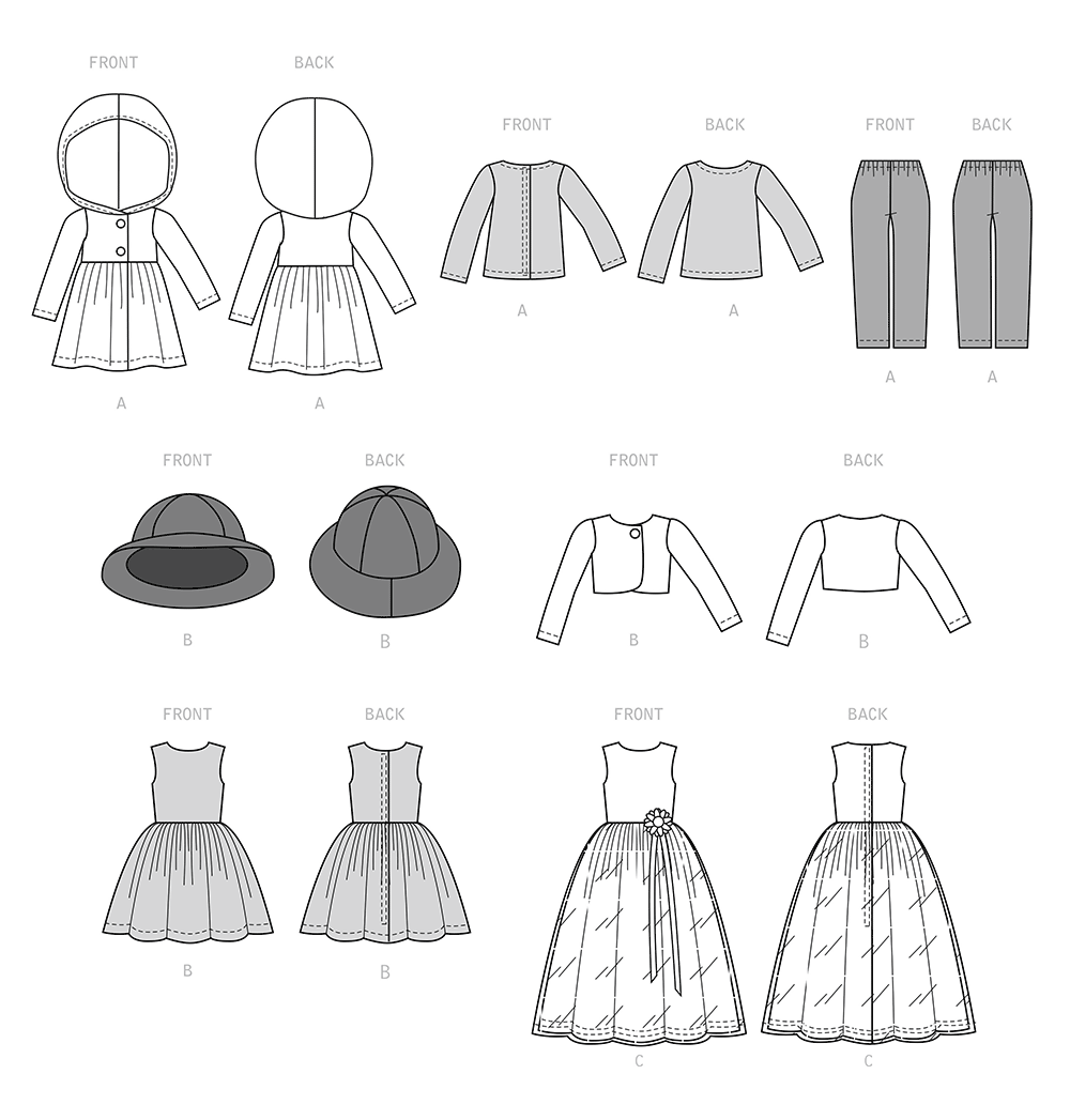 Simplicity S9378 sewing pattern envelope showing doll clothes on 14 inch dolls