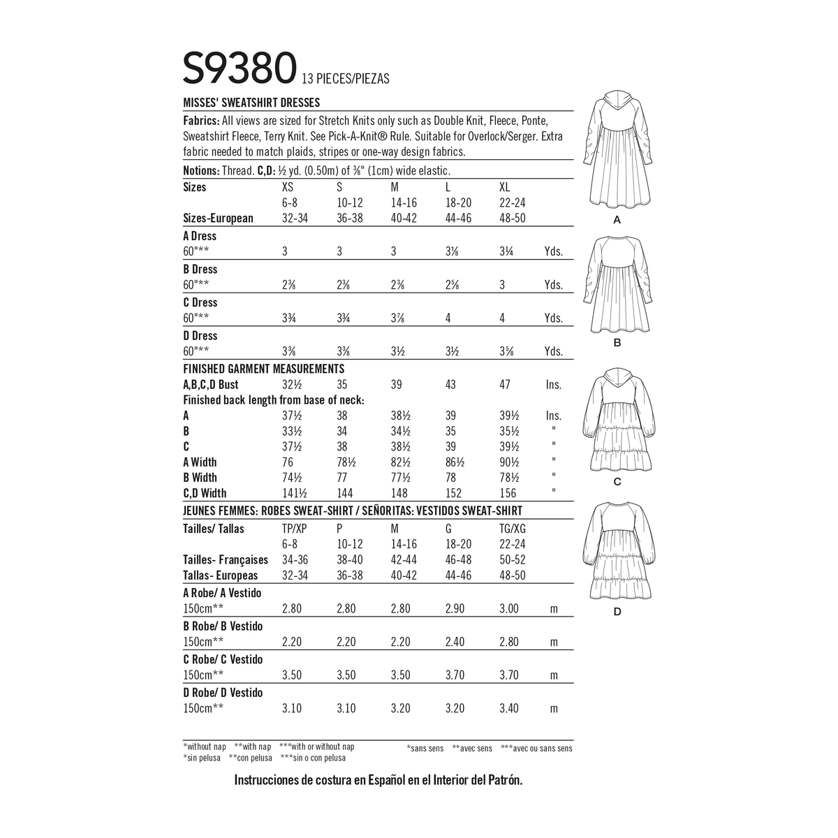 Simplicity S9380 sewing pattern envelope showing women's casual outfits