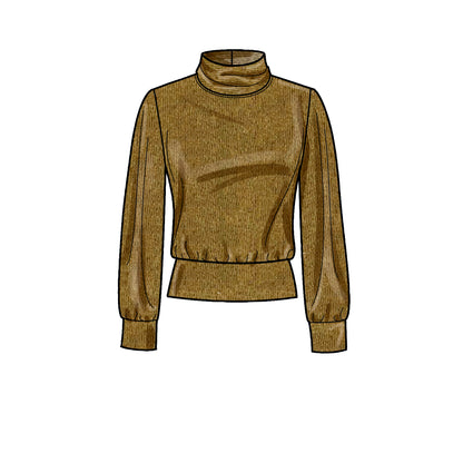 Simplicity S9385 sewing pattern envelope showing women's knit tops