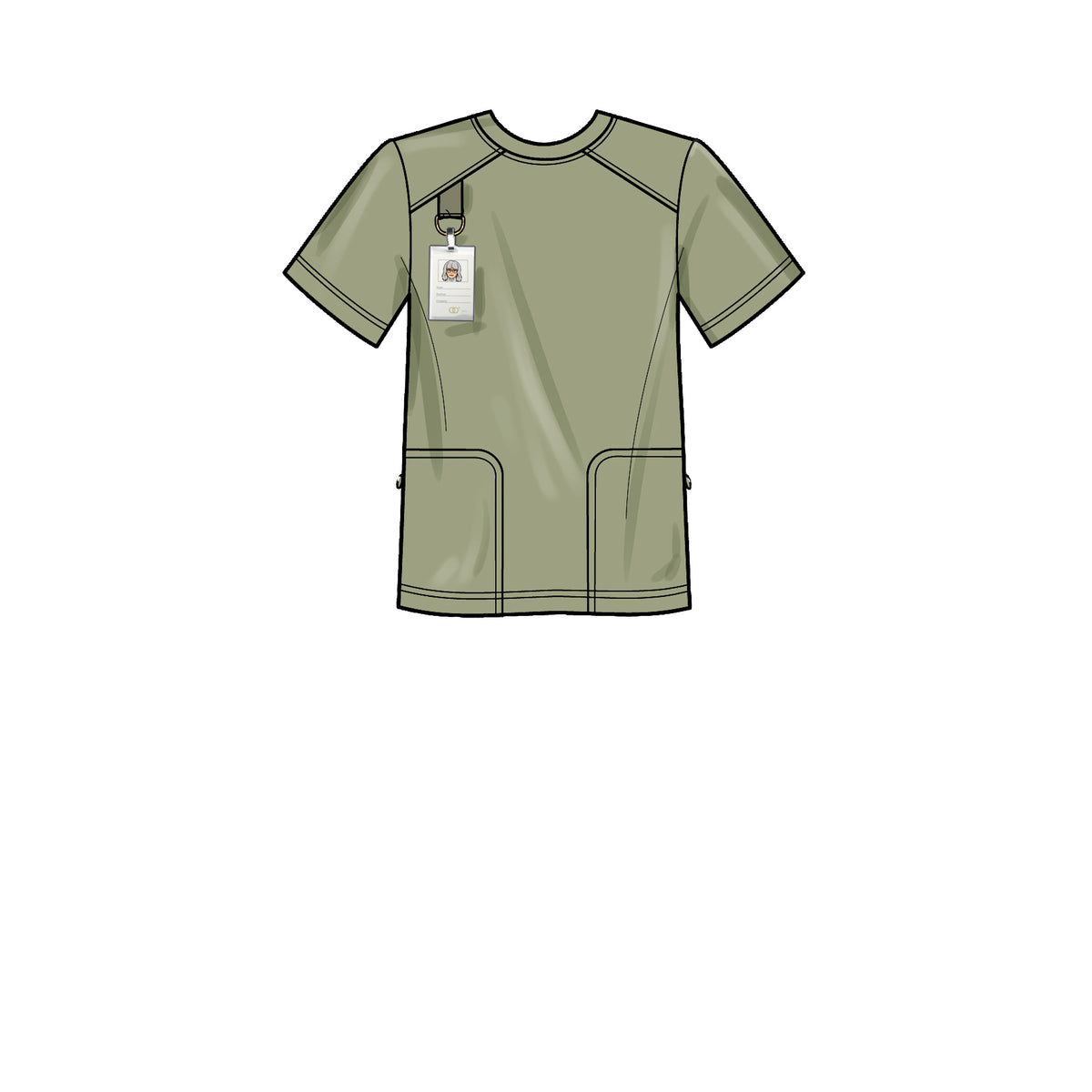 Simplicity S9387 sewing pattern envelope showing unisex scrub tops and trousers