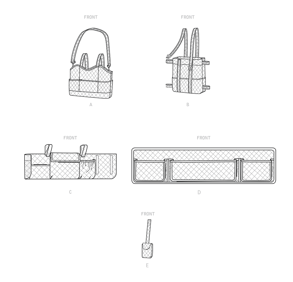 Simplicity S9400 sewing pattern envelope showing bags and organisers fitted to mobility walkers
