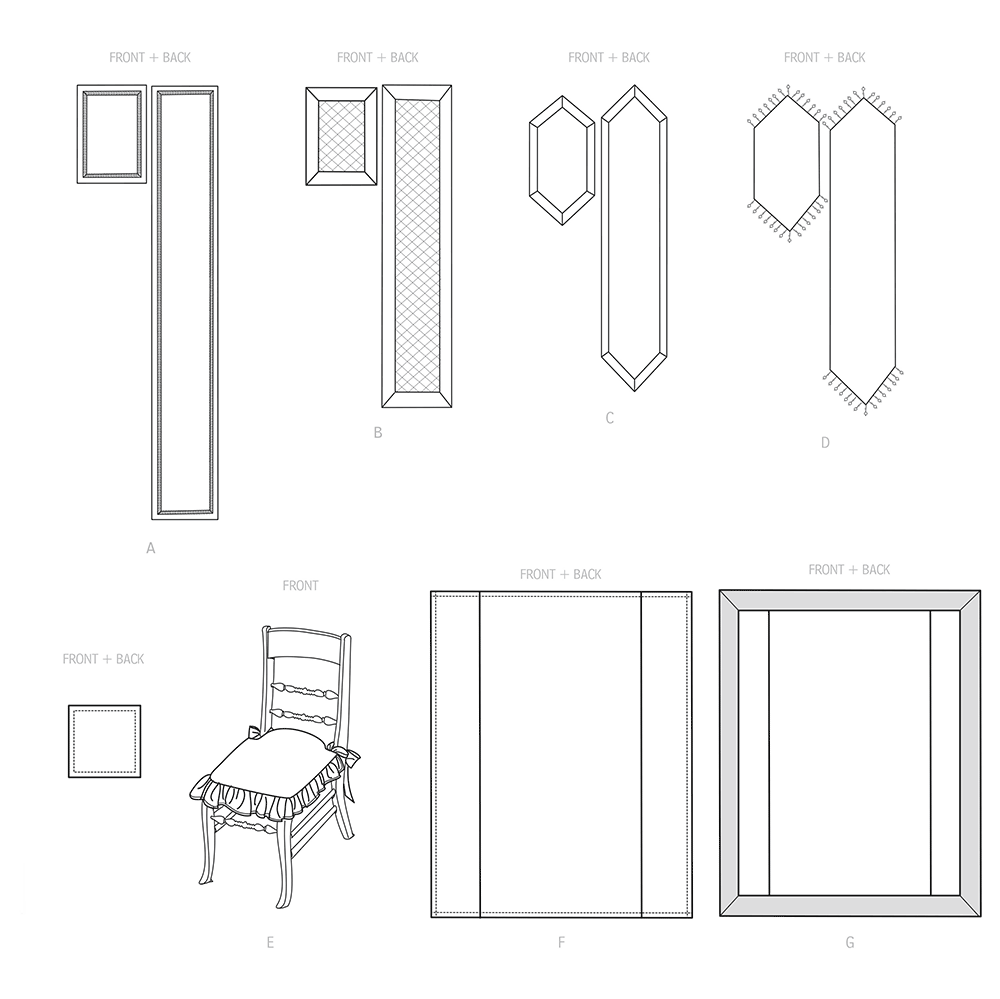 Simplicity S9401 sewing pattern envelope showing tablecloth, napkins, runner and place mats