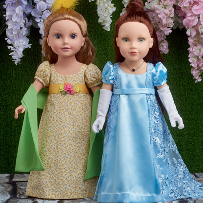 Simplicity S9438 sewing pattern envelope showing doll dresses