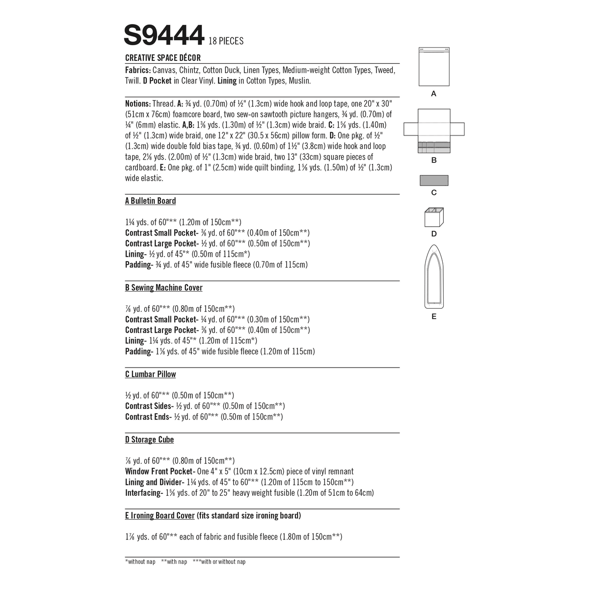 Simplicity S9444 sewing pattern envelope showing pocket organiser board cover