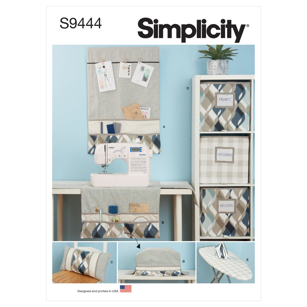Simplicity S9444 sewing pattern envelope showing pocket organiser board cover