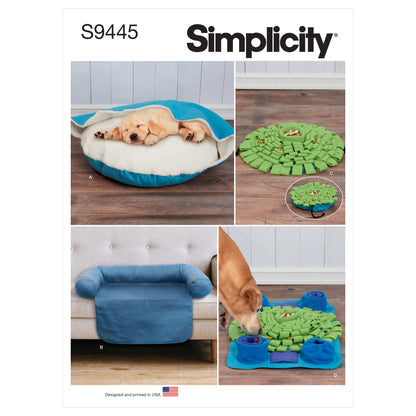 Simplicity S9445 sewing pattern envelope showing pet beds