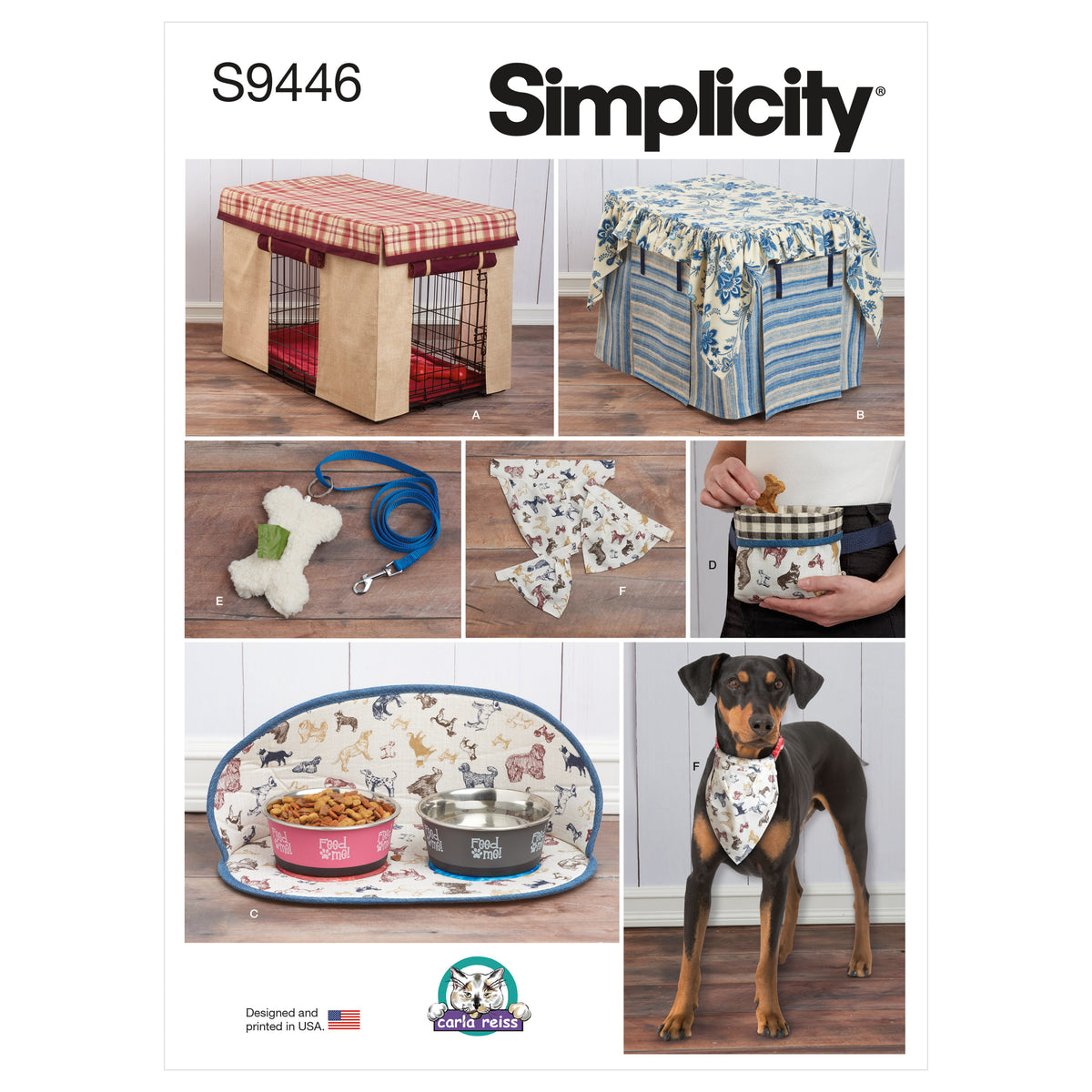 Simplicity S9446 sewing pattern envelope showing padded crate beds