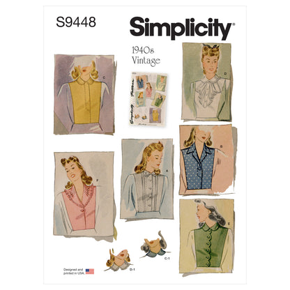 Simplicity S9448 sewing pattern envelope showing women's top and waistcoat