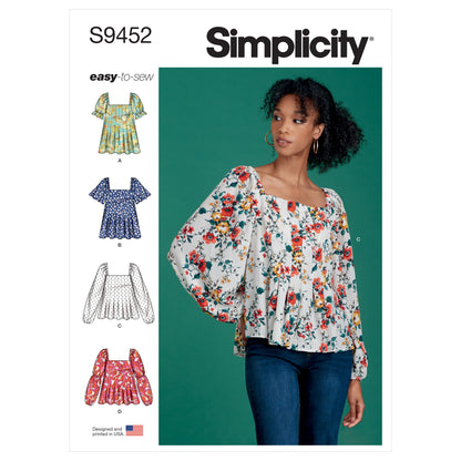 Simplicity S9452 sewing pattern envelope showing women's top and waistcoat