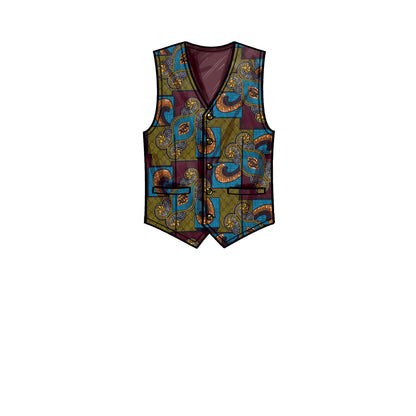 Simplicity S9457 sewing pattern envelope showing men's top and waistcoat