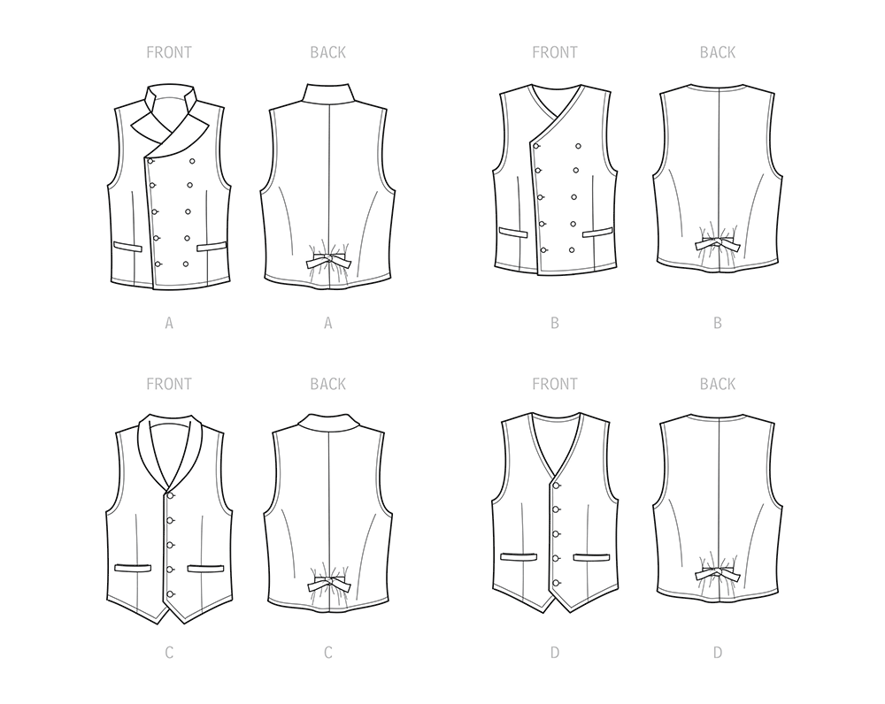Simplicity S9457 sewing pattern envelope showing men's top and waistcoat