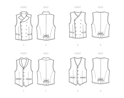 Simplicity S9457 sewing pattern envelope showing men's top and waistcoat