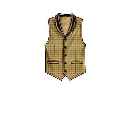 Simplicity S9457 sewing pattern envelope showing men's top and waistcoat