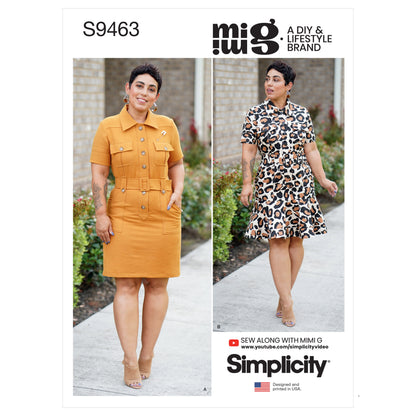Simplicity S9463 sewing pattern envelope showing women's dress