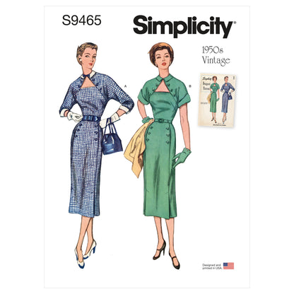 Simplicity S9465 sewing pattern envelope showing women's dress