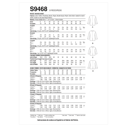 Simplicity S9468 sewing pattern envelope showing jackets and coats