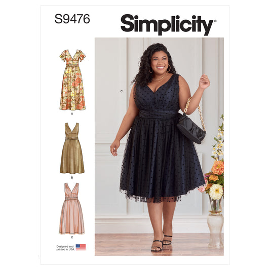Simplicity S9476 sewing pattern envelope showing dress