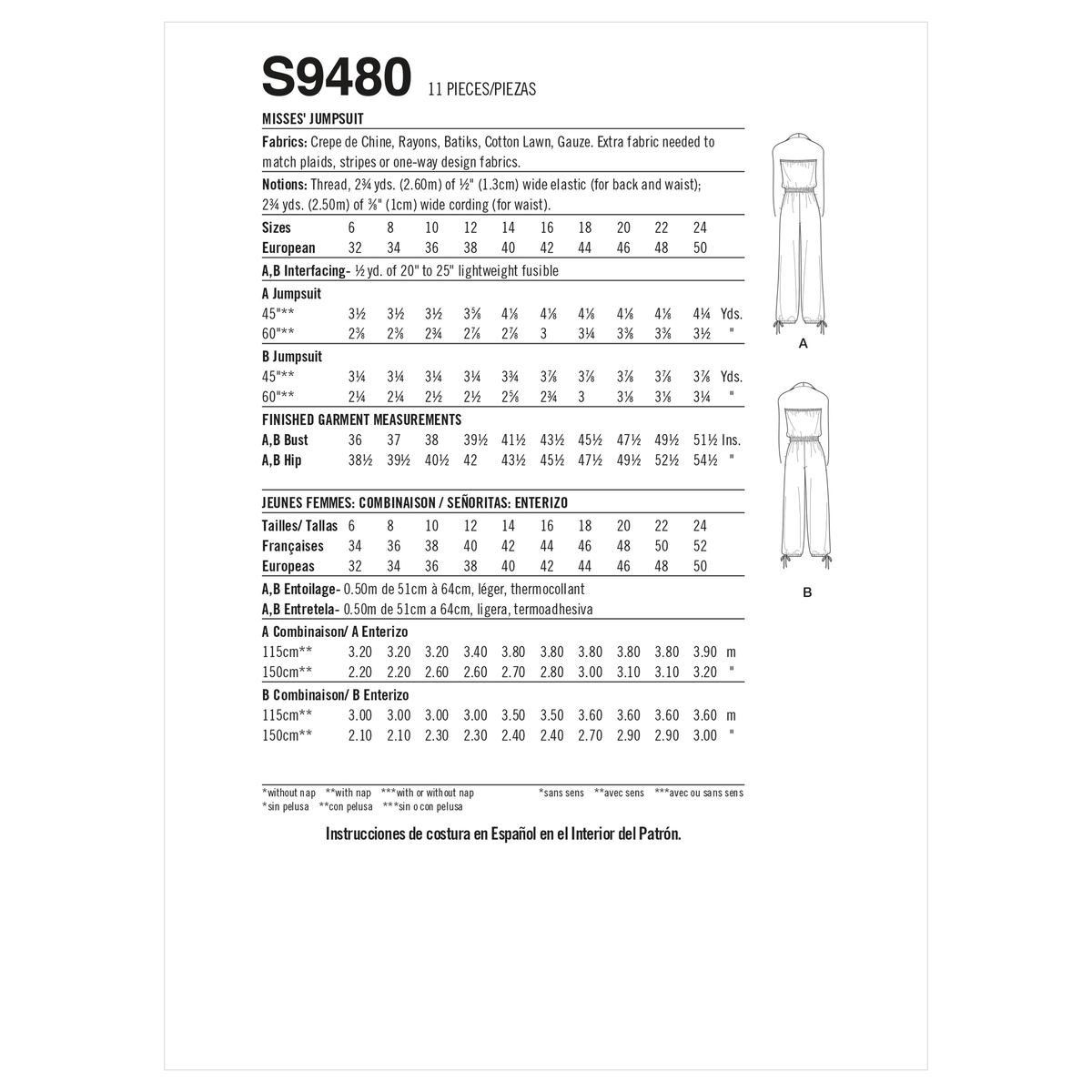 Simplicity S9480 sewing pattern envelope showing casual wear