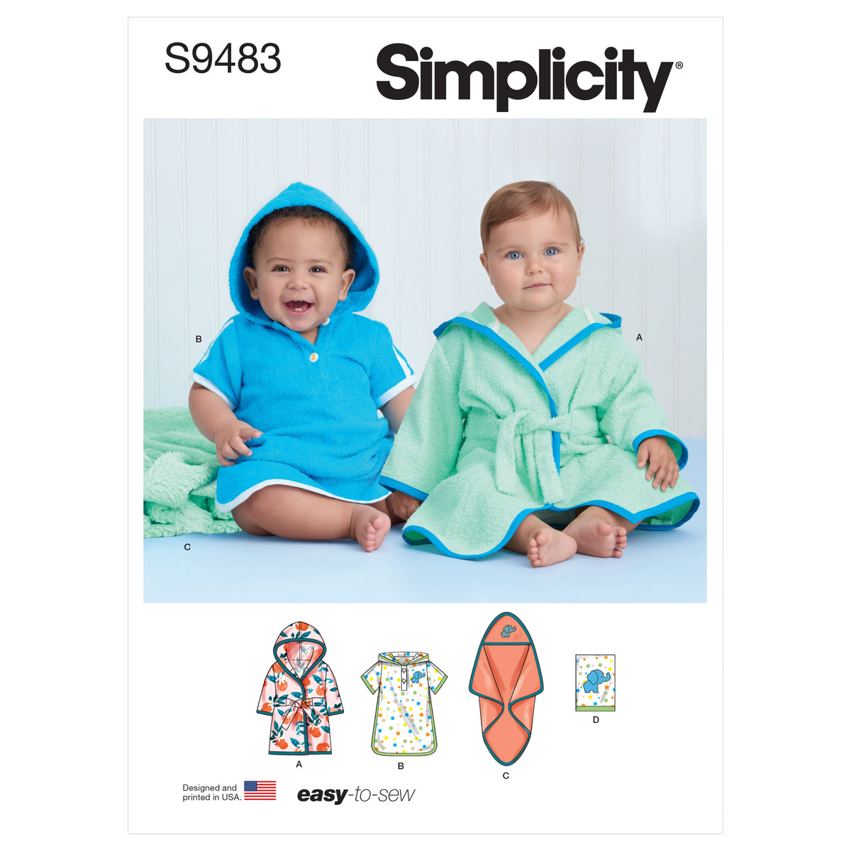 Simplicity S9483 sewing pattern envelope showing hooded robe