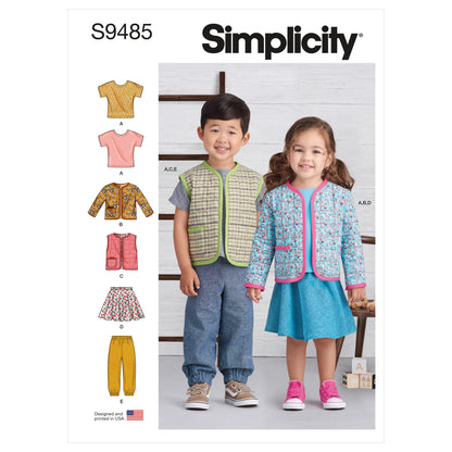 Simplicity S9485 sewing pattern envelope showing toddler casual wear