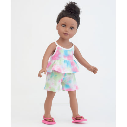 Simplicity S9499 sewing pattern envelope showing doll clothes