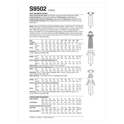 Simplicity S9502 pattern envelope showing three Regency style empire waist gowns
