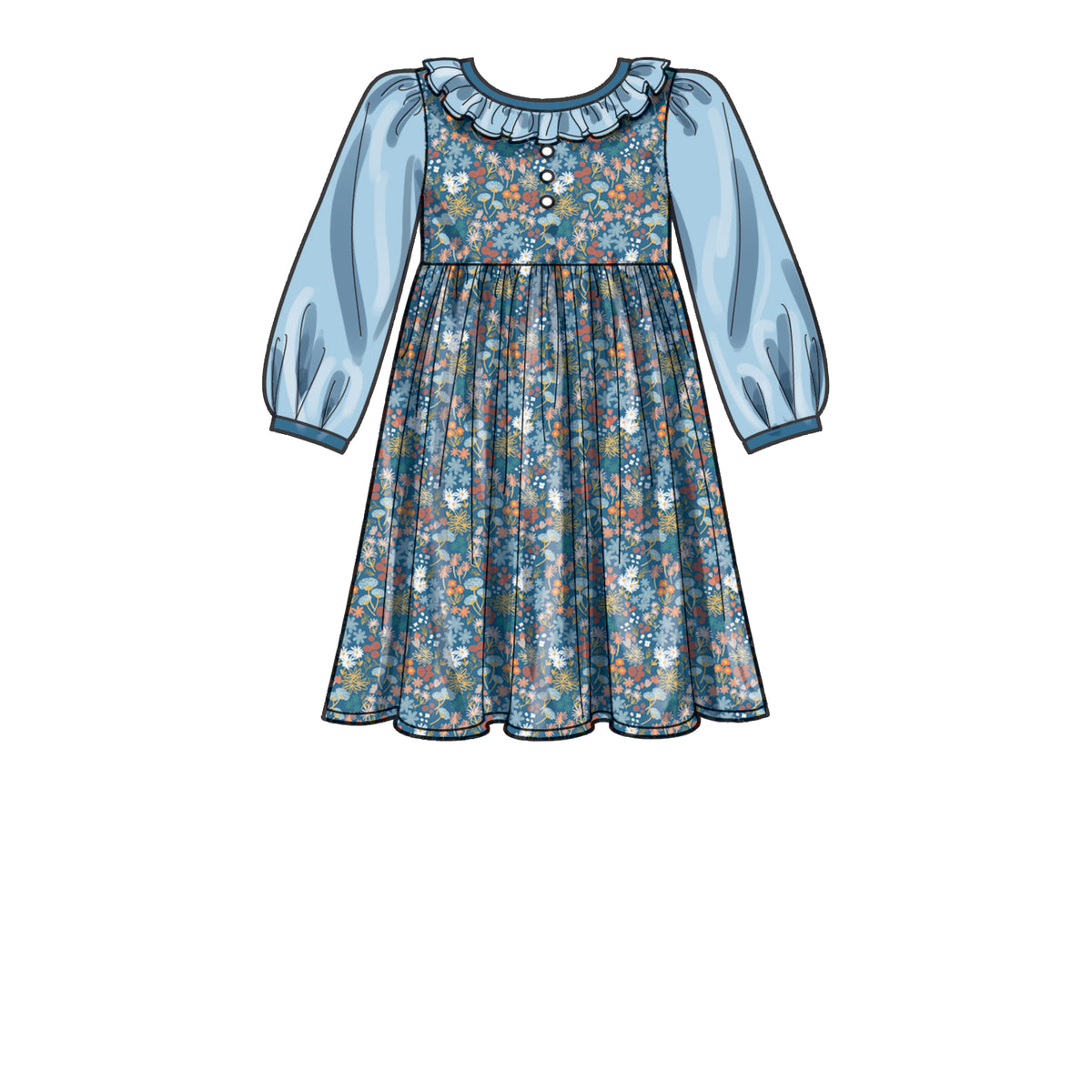 Simplicity S9503 pattern envelope showing children's dresses with ruffle collars