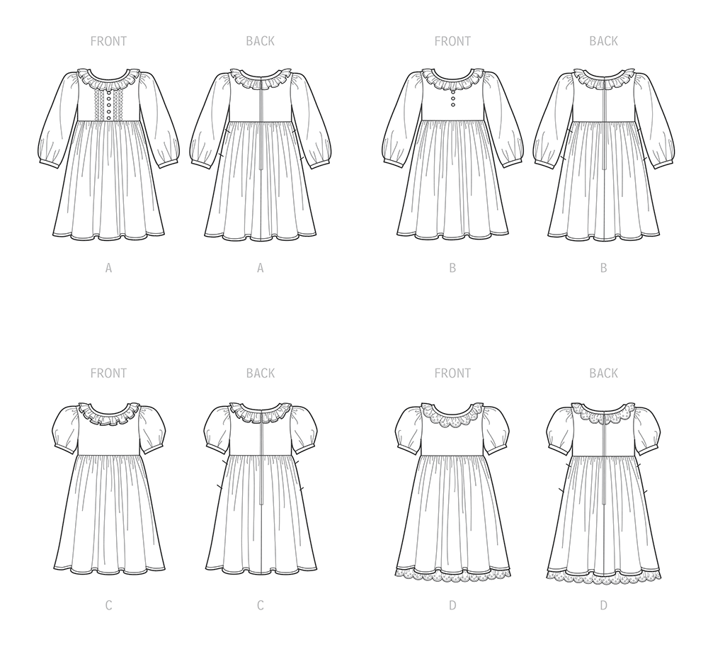 Simplicity S9503 pattern envelope showing children's dresses with ruffle collars