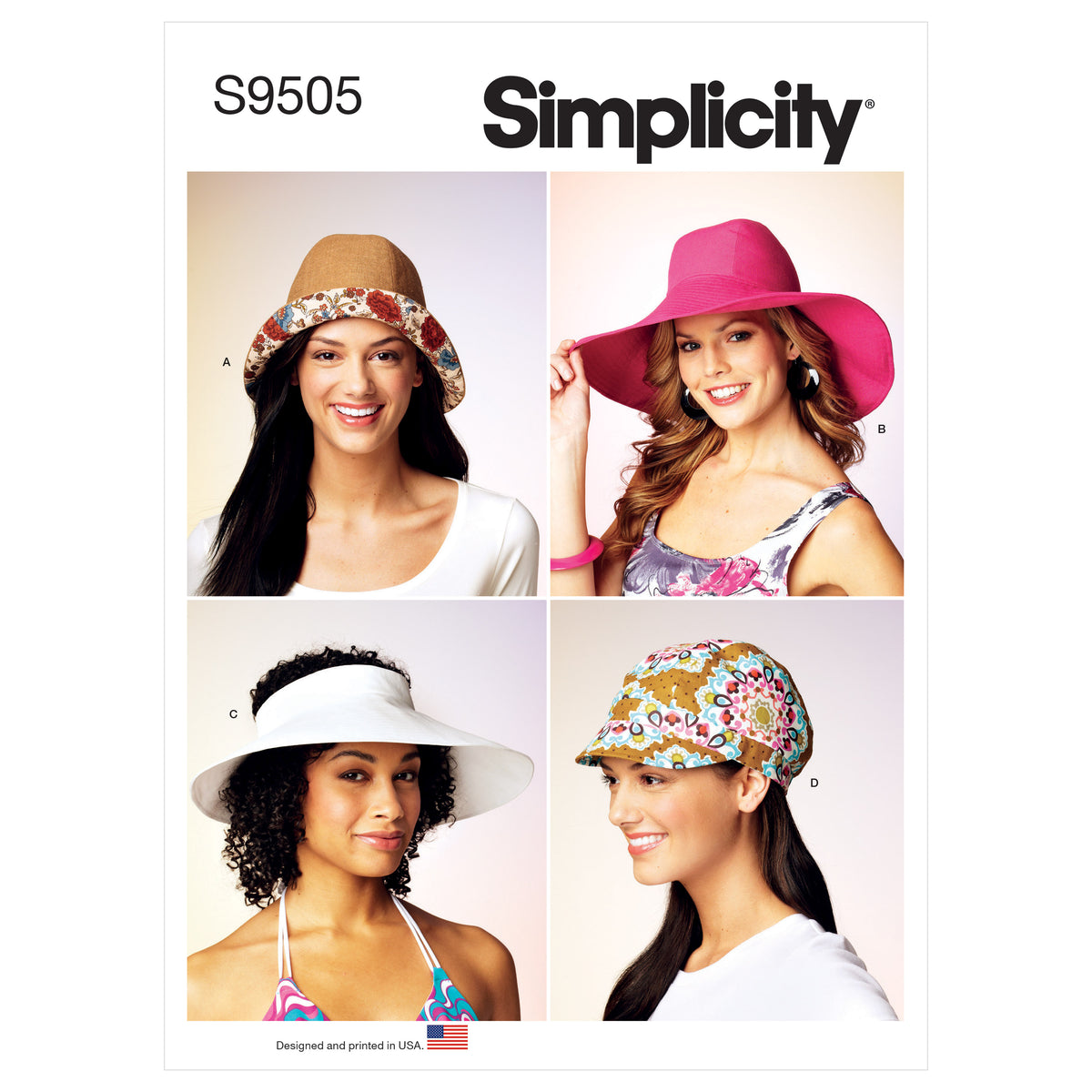 Simplicity S9505 pattern envelope showing five-panel lined accessories