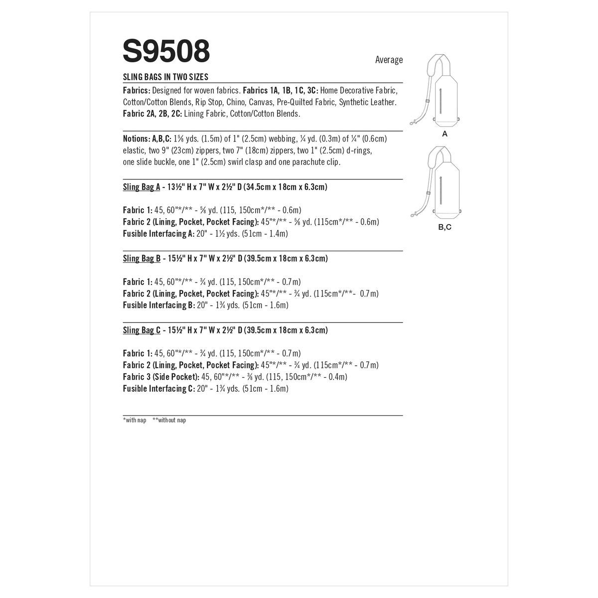 Simplicity S9508 pattern envelope showing cross body bags