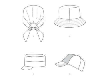 Simplicity S9509 pattern envelope showing casual hats for adults and children