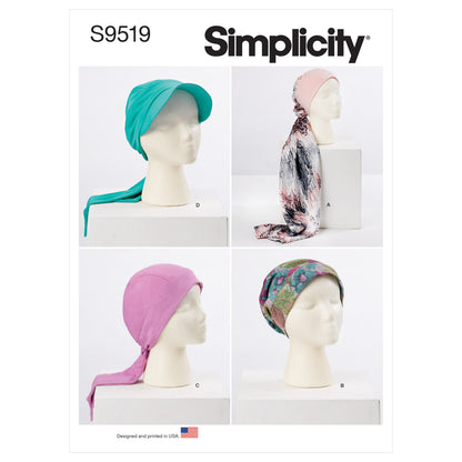 Simplicity S9519 pattern envelope showing soft knit hats