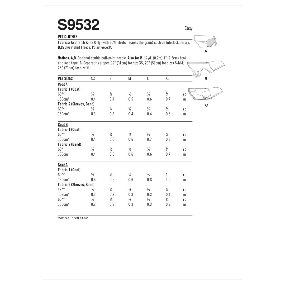 Simplicity S9532 pattern envelope showing sporty pet clothes