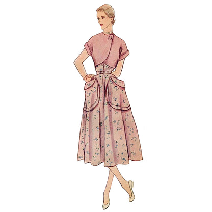 Simplicity S9536 pattern envelope showing dresses with fitted bodices and flap pockets