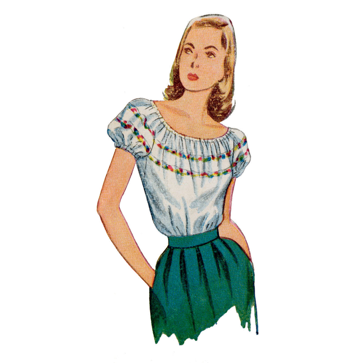Simplicity S9538 pattern envelope showing tops with puff sleeves