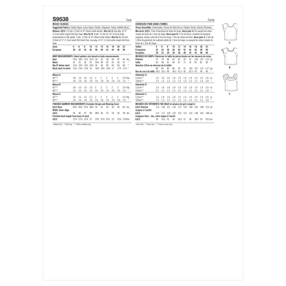 Simplicity S9538 pattern envelope showing tops with puff sleeves
