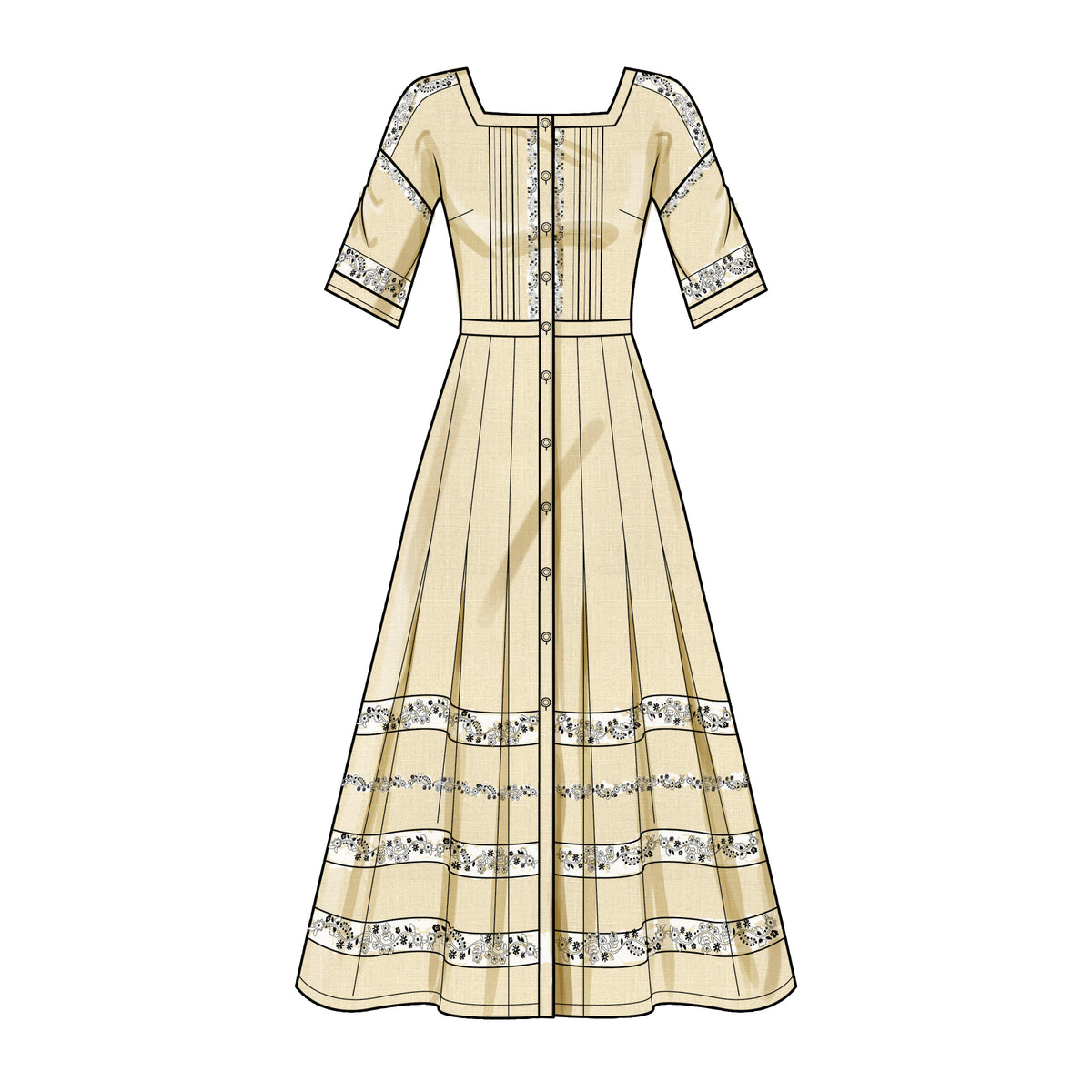 Simplicity S9542 pattern envelope showing dresses with pleated skirts
