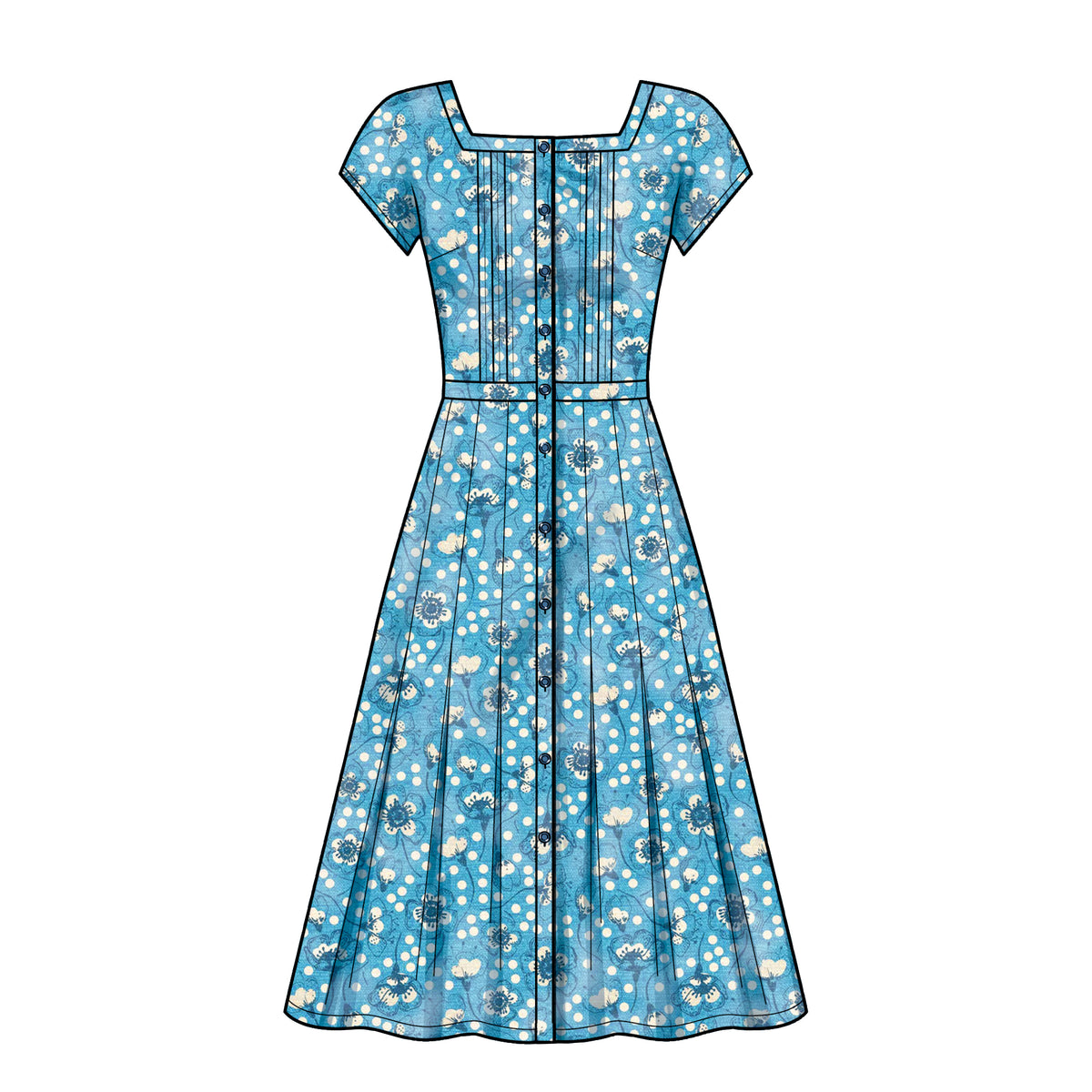 Simplicity S9542 pattern envelope showing dresses with pleated skirts