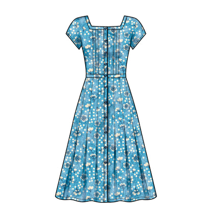 Simplicity S9542 pattern envelope showing dresses with pleated skirts