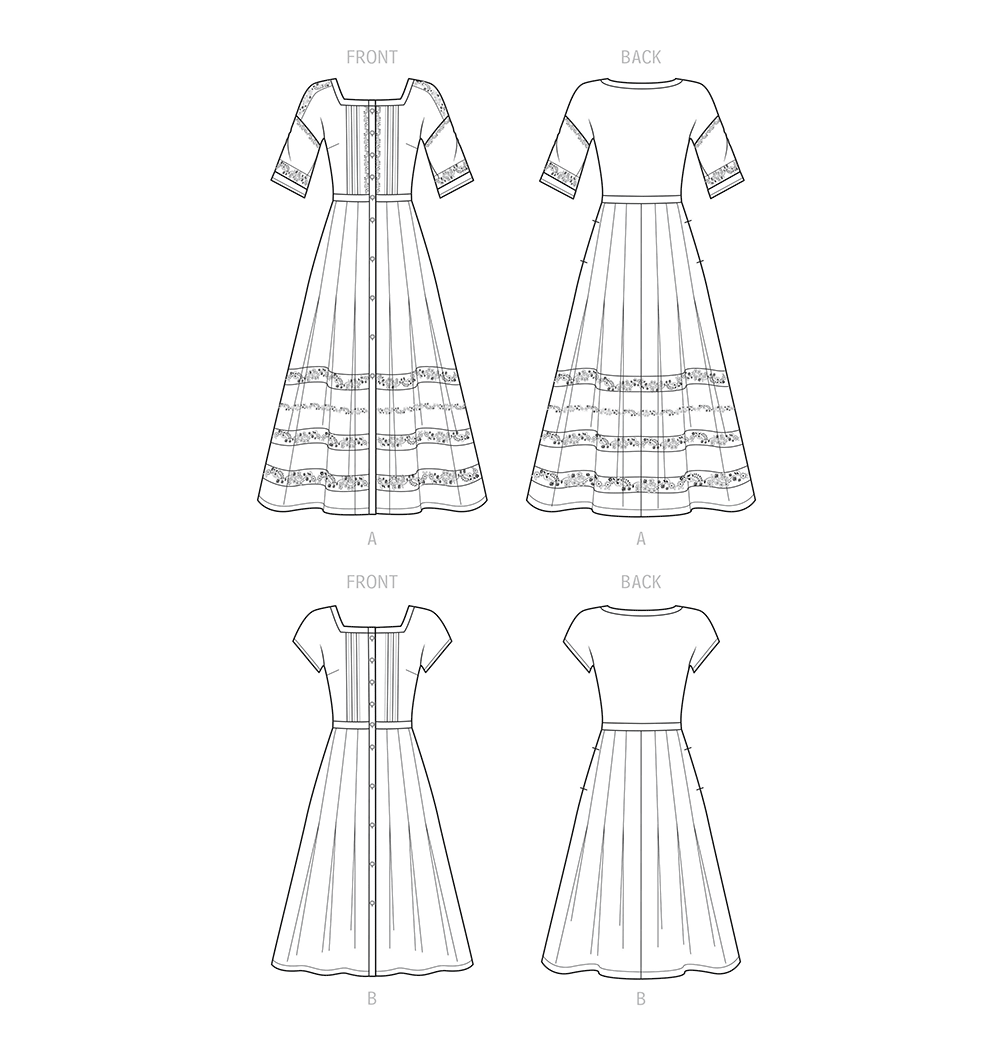 Simplicity S9542 pattern envelope showing dresses with pleated skirts