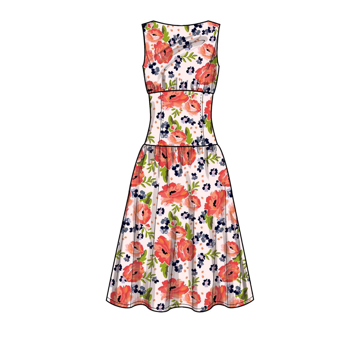 Simplicity S9543 pattern envelope showing drop waist dresses