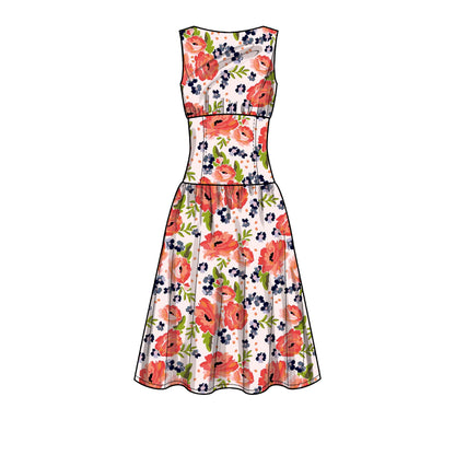 Simplicity S9543 pattern envelope showing drop waist dresses