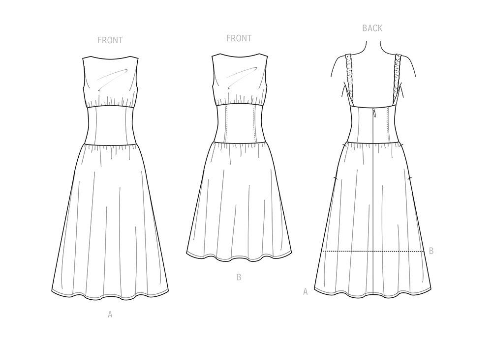 Simplicity S9543 pattern envelope showing drop waist dresses