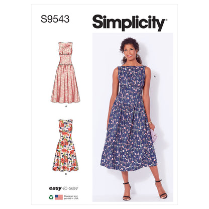 Simplicity S9543 pattern envelope showing drop waist dresses