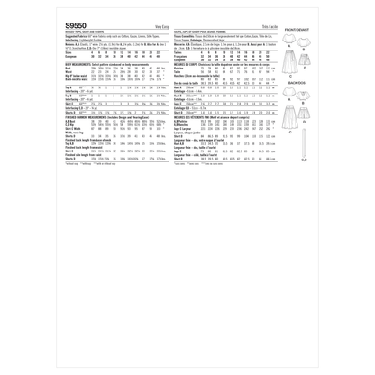 Simplicity S9550 pattern envelope showing casual wear with puffed dolman sleeves