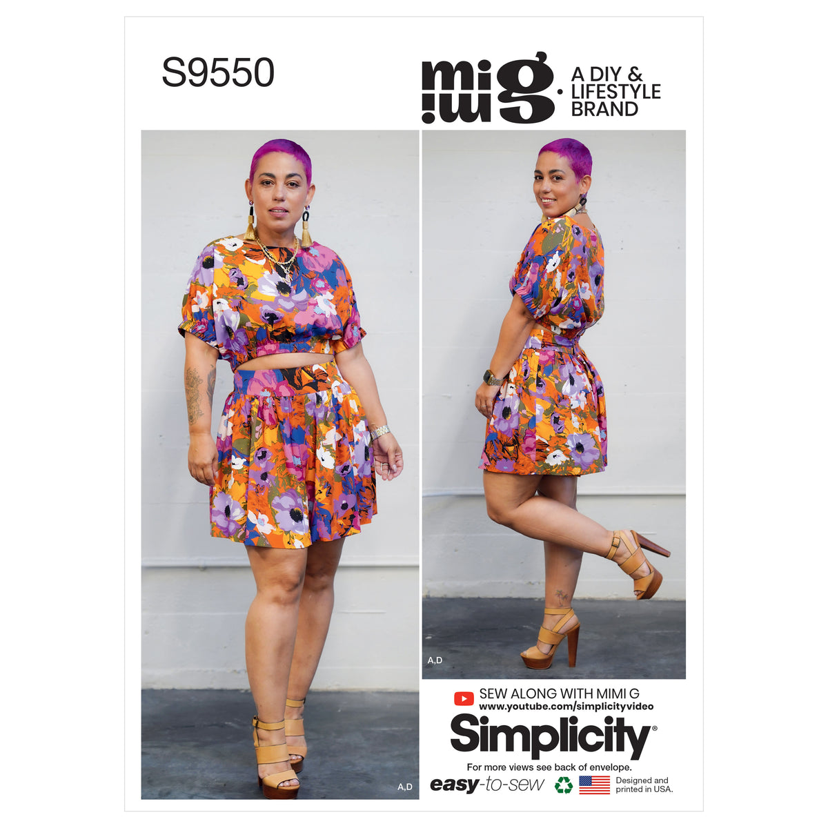 Simplicity S9550 pattern envelope showing casual wear with puffed dolman sleeves