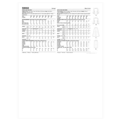 Simplicity S9553 pattern envelope showing plus size casual wear with contrast binding