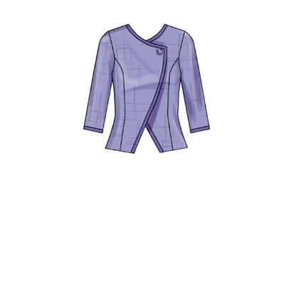 Simplicity S9553 pattern envelope showing plus size casual wear with contrast binding