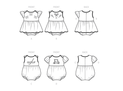 Simplicity S9557 pattern envelope showing baby clothes