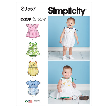 Simplicity S9557 pattern envelope showing baby clothes